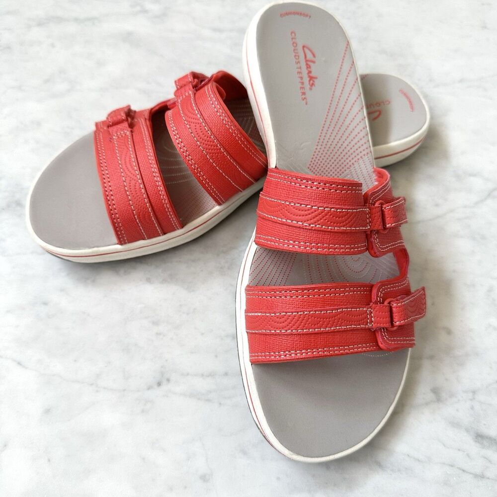 Clarks Cloudsteppers Breeze Piper Comfort Slides Sandals Women’s 11 M Grenadine